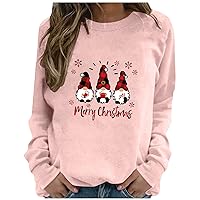 Merry Christmas Ladies Sweatshirts Cute Santa Claus Pullover Tops Round Neck Shirt Classic Long Sleeve Clothes