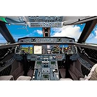 Laminated Private Aircraft Jet Air Plane Cockpit High Detail Instruments Airplane Controls Photo Poster Dry Erase Sign 36x24