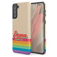 Custom Retro Name LGBTQ Pride Rainbow Personalized Phone Case, Designed for Samsung Galaxy S24 Plus, S23 Ultra, S22, S21, S20, S10, S10e, S9, S8, Note 20, 10
