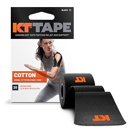 KT Tape, Original Cotton, Elastic Kinesiology Athletic Tape, 20 Count, 10” Precut Strips