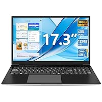 SGIN Laptops Computer, 17.3 inch Laptop, 128GB SSD, 4GB DDR4, Core I3-5005U CPU(Up to 2.4GHz), FHD IPS 1920x1200 Display, 60800mWh Battery, BT5.0, 5G WiFi, USB3.2, Type_C, Webcam