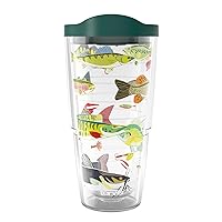 Tervis Freshwater Fish and Lures Made in USA Double Walled Insulated Tumbler Travel Cup Keeps Drinks Cold & Hot, 24oz, Classic