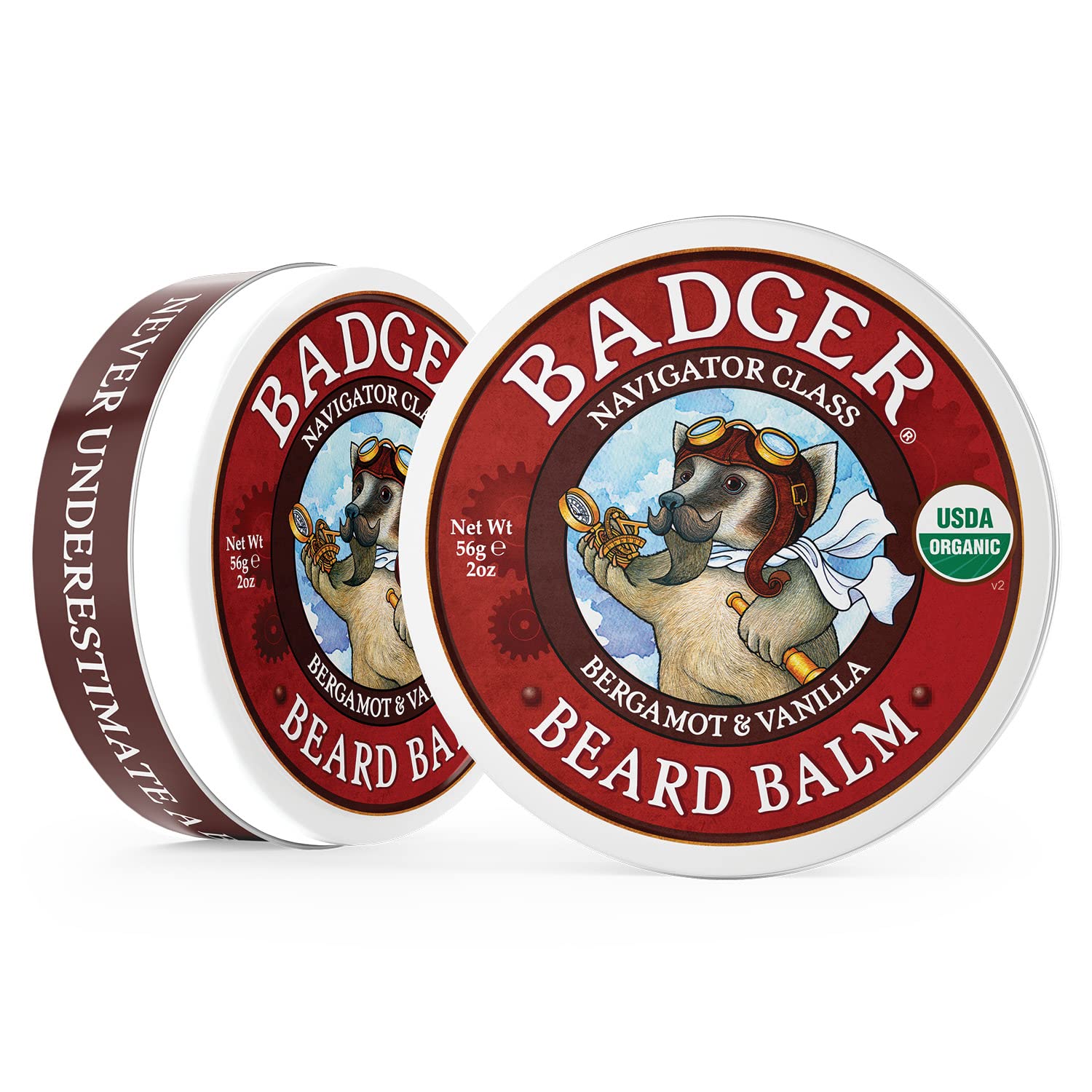 Badger - Beard Balm, Leave-In Beard Conditioner, Organic Beard Balm, Beard Styling Balm, Non-Greasy Beard Moisturizer, Facial Hair Balm, Beard Treatment, Mustache Balm, 2 oz