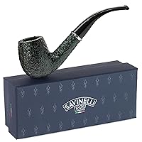 Savinelli Arcobaleno Green Rustic Tobacco Pipe - Italian Made Naturally Stained Hand Crafted Tobacco Pipes, Briar Wood Tobacco Pipe (Rusticated Green, 606 KS)
