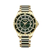 Diella Luxury Men's Watches Automatic Mechanical Movement Self Winding Dress Watch Waterproof Jade & Stainless Steel Wrist Watches for Men