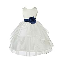 Wedding Pageant Ivory Shimmering Organza Flower Girl Dress 4613S