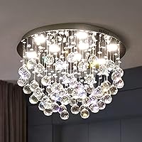YuanKanJu APBEAM Round Crystal Chandelier Modern Ceiling Light Flush Mount for Living Room Bedroom