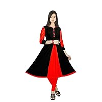 Indian Women's Long Dress Black & Red Color Frock Suit Bohemian Girl's Tunic Plus Size (3XL)
