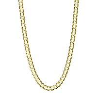 14K Gold Two-Tone Pave Diamond-Cut Solid Curb Chain with Lobster Clasp - 5.70 Millimeters Wide Necklace