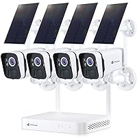 Solar Home Security Camera System, 4pcs 2k Ultra Solar Security Cameras Wireless Outdoor, Smart Human Detection, Spotlight, Forever Power, 10CH NVR, 60 Days Local Storage, 0 Monthly Fee