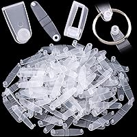 OIIKI 100Pcs Plastic Keychain Clips, Clear Acrylic Keychain Connector Snap Tabs, Card Holder for Keys Rings Office Credit Card Crafts Jewelry Making Bulk