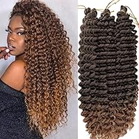 22 Inch Ocean Wave Crochet Hair 3 packs Wave Deep Twist Braiding Hair Deep Ripple Crochet Synthetic Braids Hair Extension(22inch(pack of 3), T30)