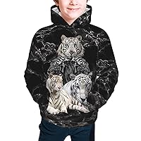 White Tiger Boy, Girls Sports Shirt Youth Pullover Fashion Hooded Sweatshirt