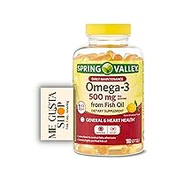 Spring Valley Daily Maintenance Omega-3 from Fish Oil Dietary Supplement, 500 mg, 180 Count (Pack of 01) 180 Total + Me Gustas Sticker