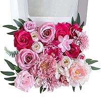 Artificial Flowers Pink Bouquets Box Set for DIY Bridal Wedding Shower Decorations Fake Floral Arrangements for Party Centerpieces Baby Shower Home Decor