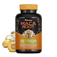 tnvitamins Maca Root Capsules for Women & Men (3200 MG - 180 Capsules) | Peruvian Maca Root Powder Extract Capsules | High Potency Maca Pills | Non-GMO