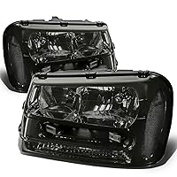 Auto Dynasty [Full Length Grill Bar Model] Factory Style Headlights Assembly Compatible with Chevy Trailblazer/Trailblazer EXT 02-09, Driver and Passenger Side, Smoked Lens Clear Corner