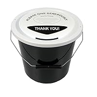 Charity Money Collection Bucket 5 Litres - Black