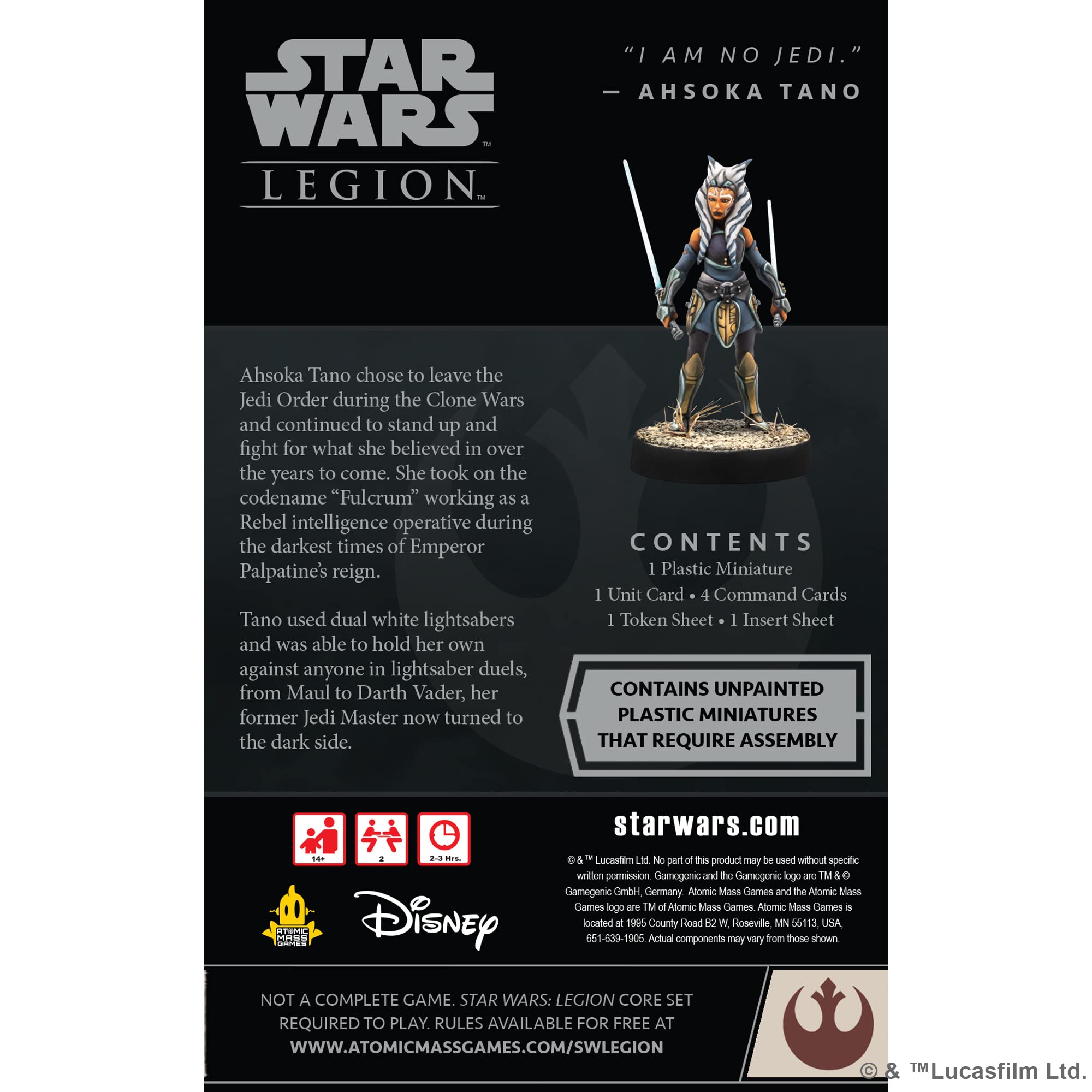 Star Wars Legion Ahsoka Tano Operative Expansion | Two Player Battle Game | Miniatures Game | Strategy Game for Adults and Teens | Ages 14+ | Average Playtime 3 Hours | Made by Atomic Mass Games