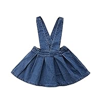 Toddler Baby Girl Suspender Skirt Sleeveless Ruffle Solid Color Overalls Dress Infant Cute Straps Skirts Clothes