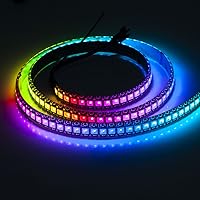 BTF-LIGHTING RGBW RGB+Cool White SK6812 (Similar WS2812B) Individually Addressable 3.3ft 1m 144(2X72) LEDs Flexible 4 Colors in 1 LED Dream Color LED Strip IP65 Waterproof DC5V Black PCB