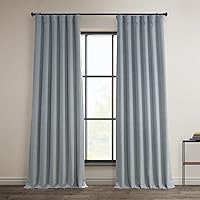 Faux Linen Room Darkening Curtains - 108 Inches Long Luxury Linen Curtains for Bedroom & Living Room (1 Panel), 50W X 108L, Heather Grey