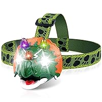 Triceratops LED Headlamp - Dinosaur Headlamp for Kids Camping Gear Essentials | Dinosaur Toy Head Lamp Flashlight for Boys Girls or Adults | Ideal Gift for Birthday, Halloween, Christmas, New Year