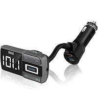 Pyle Universal Wireless Bluetooth Car Adapter - Digital Car Bluetooth FM Transmitter Receiver, Music Audio Stereo Radio Adapter w/ Charger, Mic Handsfree Calling, MP3, Dual USB, AUX, Micro SD PBT99