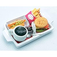 Dollhouse Miniature Food Set Burger with Hot Dog,French Fries and Coffee,Tiny Food Collectibles