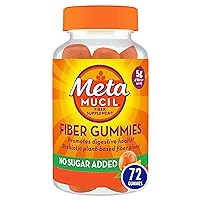 Metamucil Daily Fiber Gummies, Orange Flavored, No Sugar Added, 5g Prebiotic Plant Based Fiber Blend, 72 Count