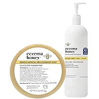 ECZEMA HONEY Oatmeal & Lavender Soap & Oatmeal Body Lotion - Bundle for Sensitive & Dry Skin - Cruelty Free