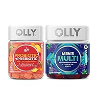 OLLY Probiotic + Prebiotic and Men’s Perfect Multi Starter Pack Bundle, Live Cultures & Friendly Fiber, Vitamins A, D, C, E, Bs, Zinc & CoQ1030, 30 and 90 Count