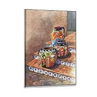 Mexican Pottery Still Life Oil Painting Art Poster Canvas Wall Art Prints for Wall Decor Room Decor Bedroom Decor Gifts Posters 12x18inch(30x45cm) Frame-style