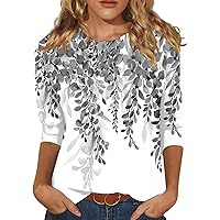 Summer Blouses for Women 2024 Cotton 3/4 Sleeve Tops Tees Shirts Woman's Three Quarter Sleeve Tops