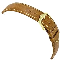 20mm Hirsch Camel Grain Tan Genuine Leather Flat Stitched Watch Band Regular