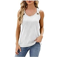 Tank Top for Women Loose Fit Solid Plain Summer Tops Casual Sleeveless T Shirts Casual Comfy Lightweight Basic Crew Neck Tees