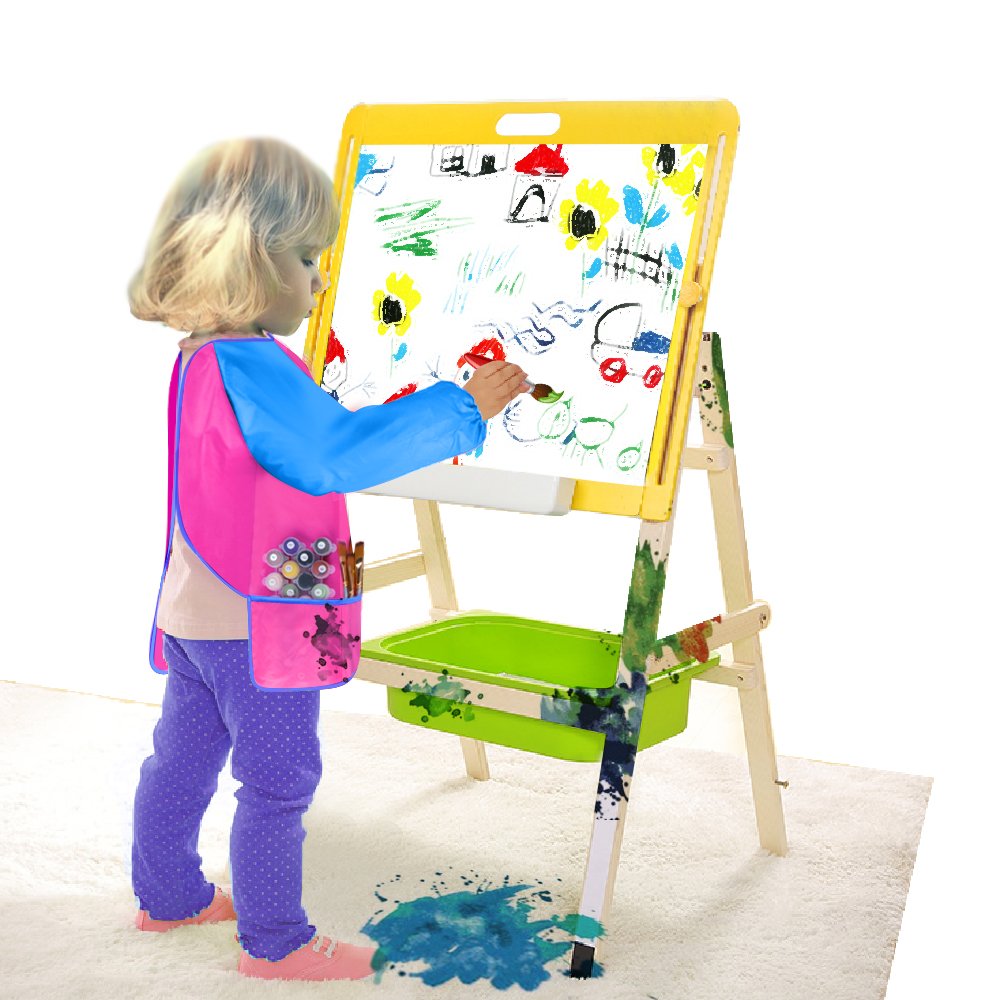 KUUQA Waterproof Art Smock, Kids Art Aprons Children's Art Smock Long Sleeve with 3 Roomy Pockets (Paints and Brushes not included)