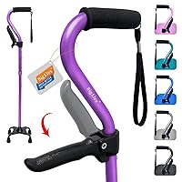 BigAlex Walking Cane, Adjustable Quad Cane with 4-Pronged Base for Elderly, Collapsible Walking Stick with Lift Handle, Canes with Foam Padding Grip for Men Women and Seniors