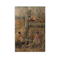 MLXFCGA Vintage Oil Painting Animal Poster Blue Feather Pheasant Canvas Painting Wall Art Poster for Bedroom Living Room Decor 16x24inch(40x60cm) Unframe-style