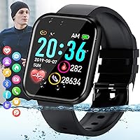 Smart Watch,Fitness Watch Activity Tracker with Heart Rate Blood Pressure Monitor IP67 Waterproof Bluetooth Android Smartwatch Touch Screen Sports for iOS Phones Men Women Black, GG45