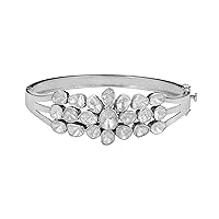 MOONEYE 4.00 CTW Natural Raw Diamond Polki Openable Bangle Bracelet 925 Sterling Silver Women's Jewelry (Rose Plated)