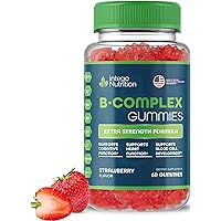 Vitamin B Complex Gummies for Adults, B Complex Vitamin Supplement for Women and Men, B Vitamins Complex Gummies for Energy and Brain Health, Natural Strawberry Flavor, 60 Count - Intego Nutrition