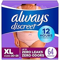 Adult Incontinence Underwear for Women and Postpartum Underwear, XL, up to 100% Bladder Leak Protection, 64 Count (Packaging May Vary)