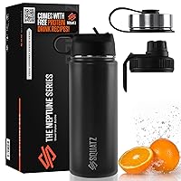 SQUATZ 40 Oz Neptune Series Steel Water Bottle, Stainless Double Wall Vacuum Insulated Flask with Handle Strap, Durable and Elegant Leak Proof Wide Mouth Thermos for Gym, Travel, Hiking, and Camping