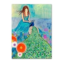 Peacock Garden by Wyanne, 14x19-Inch Canvas Wall Art