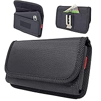 Horizontal Tactical Carrying Case Belt Clip Holster for Galaxy Z Fold5, Z Fold4, Z Fold3,Rugged Black Canvas Nylon Wallet Pouch w/Metal Belt Clip Holster (Fit with Protective Cover Case on)