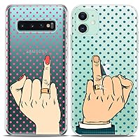 Matching Couple Cases Compatible for Samsung S23 S22 Ultra S21 FE S20 Note 20 S10e A50 A11 A14 Engaged Rings Hands Cute Wedding Anniversary Mate Gift Girlfriend Love Silicone Pair Cover Clear