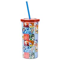 Silver Buffalo Avatar Character Icon Grid Plastic Tall Cold Cup w/Lid and Straw, 20 Ounces