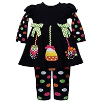 Bonnie Jean Baby Girls 3M-24M Halloween Ornaments' Applique Dress/Legging Set, Black, 3-6 Months