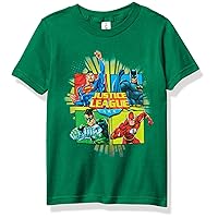 Warner Brothers Justice League Top Four Boy's Premium Solid Crew Tee, Kelly Green, Youth Small